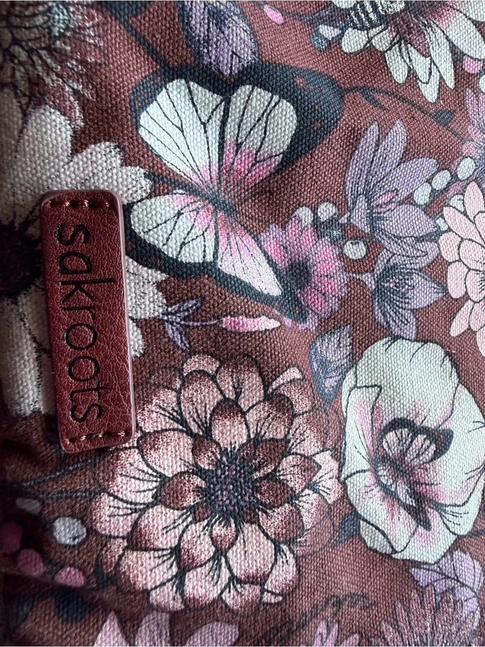 Sakroots Burgundy and Pink Floral Crochet Hobo Bag